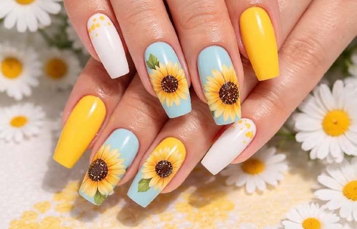 Best Color Combinations for Summer Sunflower Nail Styles